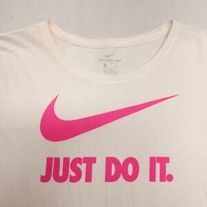 Nike Casual Long Sleeve Crew Neck Graphic T Shirt Womens Size Medium M White